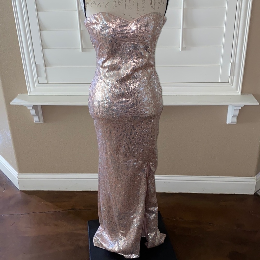 Jump sequined strapless evening gown